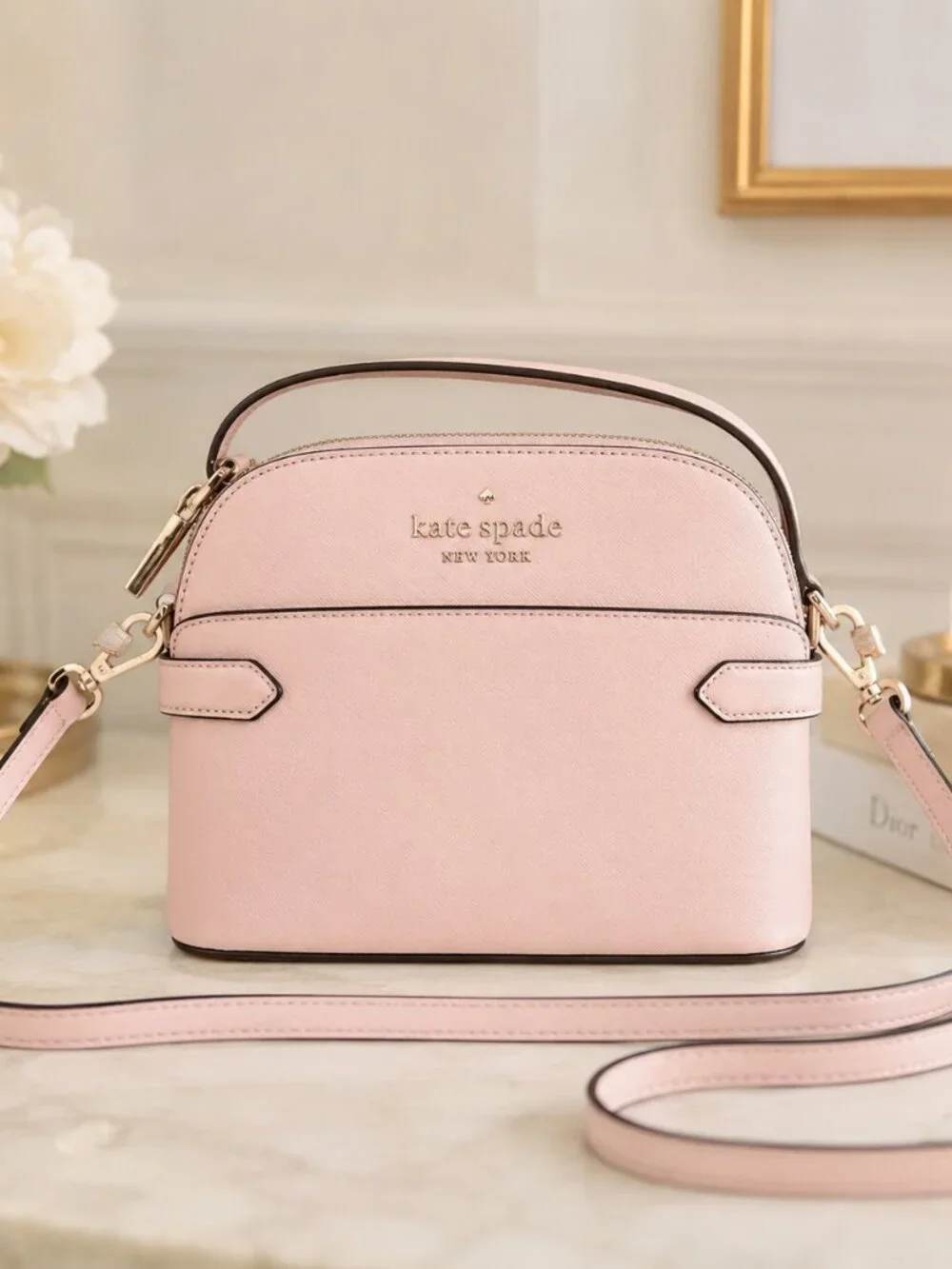 Kate Spade Soft Pink Saffiano Crossbody Bag Zip Top NWT